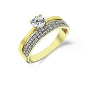 ​9K Yellow Gold Ring with CZ Stone &amp; CZ Detail​. image