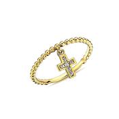 9K Yellow Gold Ring with Drop Cross. image