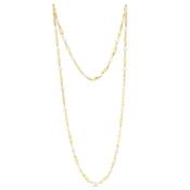 9ct Gold Cutlured Freshwater Pearl &amp; Open Twist Marquis Necklace 24" image