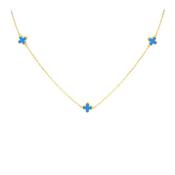 9ct Gold 3 Turquoise Clover Petals Necklace image