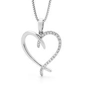 9ct White Gold 0.10ct Diamond Heart Necklace image