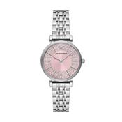 Emporio Armani Gianni T-Bar Quartz Silver Steel Pink Dial 32mm Watch AR11686 image