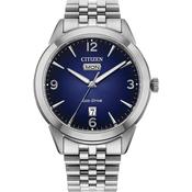 Citizen Rolan Eco-Drive Silver Steel Blue Dial 41mm Watch AW0150-53L