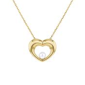 9ct Gold Heart with Cultured Freshwater Pearl Necklace image