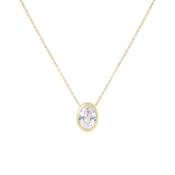 9ct Gold Oval Cubic Zirconia Slider Adjustable Necklace