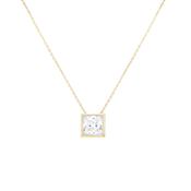9ct Gold Square Cubic Zirconia Slider Adjustable Necklace image