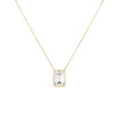 9ct Gold Emerald Cut Cubic Zirconia Slider Adjustable Necklace image