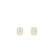 9ct Gold Emerald Cut Cubic Zirconia Stud Earrings image