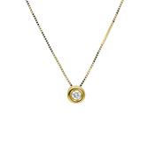 18ct Gold Rubover Diamond Necklace image