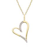 9ct Two Tone Gold Diamond Heart Necklace image