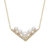 9ct Gold Diamond &amp; Pearl V Necklace image