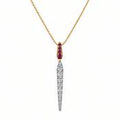 18ct Gold Diamond &amp; Ruby Drop Necklace image