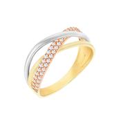 9ct Three Tone Gold Cossover Cubic Zirconia Ring image