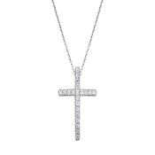 18ct White Gold Diamond Cross Necklace image
