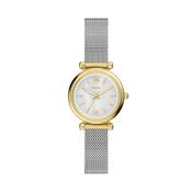 Fossil Carlie Mini Quartz Two Tone Steel Mother of Pearl Dial 28mm Ladies Watch ES5463 image