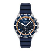Emporio Armani World Explorer Solar Blue &amp; Orange Dial Blue Silicon Strap 43mm Watch AR11696 image
