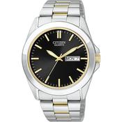 Citizen Quartz Day-Date Two Tone Steel Black Dial 40mm Watch BF0584-56E