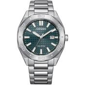 Citizen Weekender Sport Eco-Drive Silver Steel Green Dial 41mm Watch BM7630-80X image