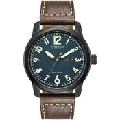 Citizen Sport Eco Drive Chandler Military Brown Leather 42mm Watch BM8478-01L image