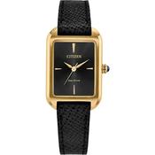 Citizen Classic Eco-Drive Gold Tone Steel Black Dial 35x24mm Ladies Watch EM1192-01E image