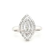 18ct White Gold Marquise Halo Diamond Ring image