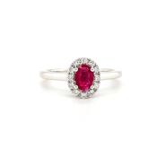 9ct White Gold Ruby and Diamond Cluster Ring image
