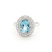 18ct White Gold Diamond &amp; Aquamarine Ring image