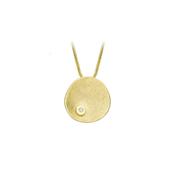 9ct Gold Cubic Zirconia Brushed Organic Disc Necklace