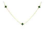 9ct Gold Three Malachite Petals Necklace image