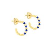 9ct Gold Round Blue Spinel Open 15mm Hoop Earrings image