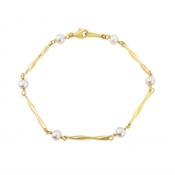 9ct Gold Cultured Pearl Fancy Link Bracelet image