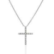 9ct White Gold Diamond Cross Necklace image