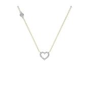 9ct Two Tone Gold Cubic Zirconia Open Heart Necklace image