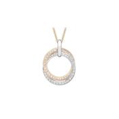 9ct Two Tone Gold Cubic Zirconia Linked Rings Necklace