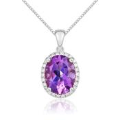 9ct White Gold Diamond &amp; Amethyst Necklace image
