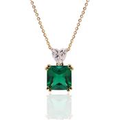 9ct Gold Lab-Created Asscher Cut Emerald Necklace image