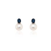 9ct Gold Pearl and Sapphire Earrings image