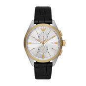 Emporio Armani Claudio Quartz Black Leather 43mm Watch AR11498