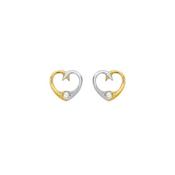 9ct Two Tone Gold Cubic Zirconia Heart Stud Earrings image