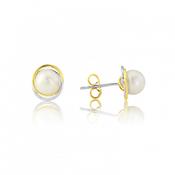9ct Two Tone Gold Pearl Earrings image
