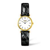 La Grande Classique de Longines Quartz Gold PVD Black Strap 24mm Ladies Watch L42092112