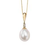9ct Gold Diamond &amp; Cultured Pearl Necklace image