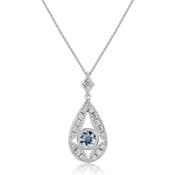 Mark Milton 9ct White Gold Aquamarine &amp; Diamond Teardrop Pendant Necklace image