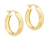 9ct Yellow Gold Diamond Cut Hoop Creole Earrings image