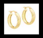 9ct Yellow Gold Diamond Cut Hoop Creole Earrings image