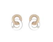 9ct Two Tone Gold CZ Double-Ring Stud Earring image