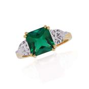 Mark Milton 9ct Yellow Gold Created Emerald Asscher &amp; Heart Cubic Zirconia Cut Ring image