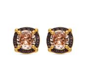 Lehak 925 Sterling Silver Earrings with Brown Cubic Zirconia finished in 18k Gold image