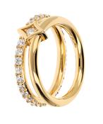 Double Ring Golden Étoile Band and Veretta in Cubic Zirconia image