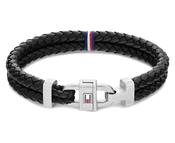 Tommy Hilfiger Carabiner Black Leather Bracelet